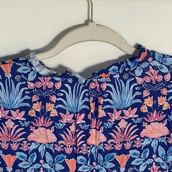 J. MCLAUGHLIN  Blue Multi Floral Chessie Silk Blend Tiered Midi Dress Size S - Picture 8 of 14